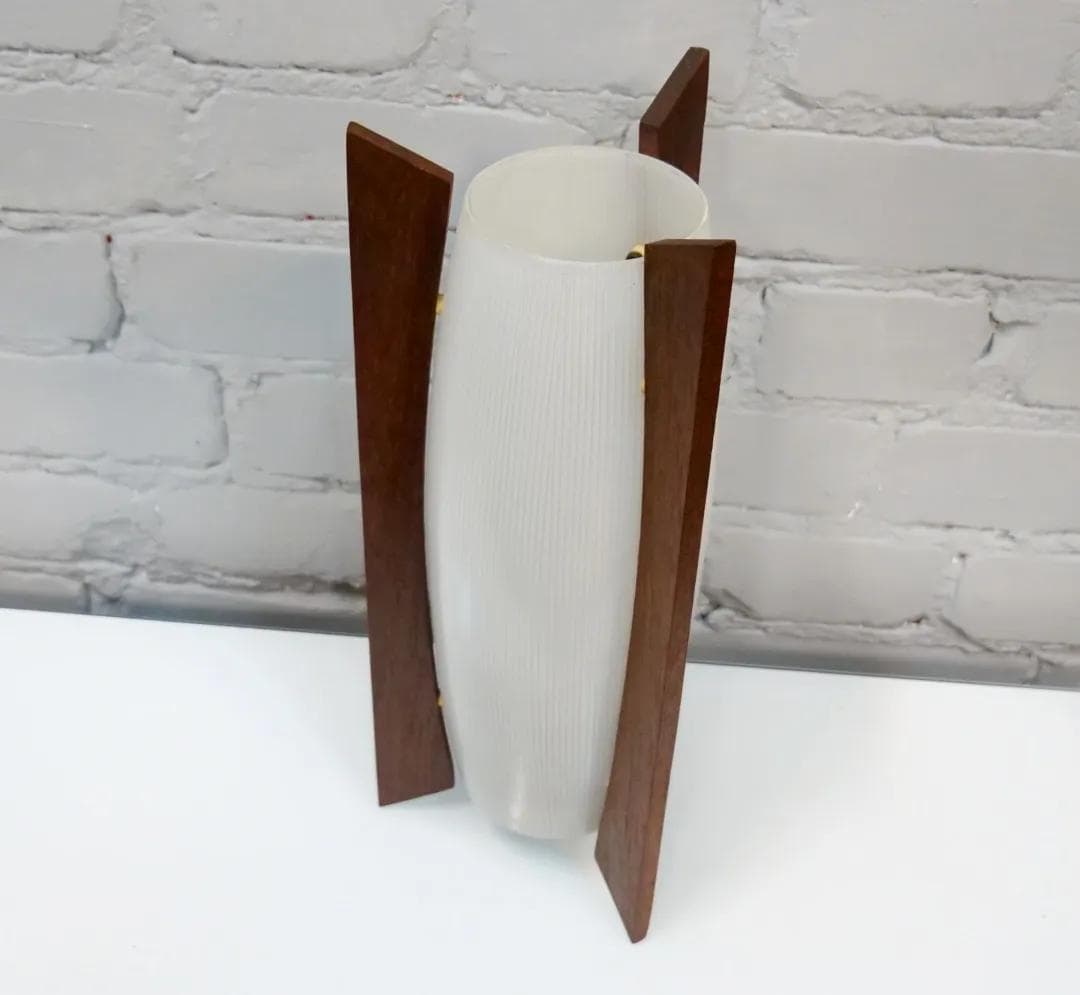 Table Lamp Rocket Lamp, teak, white glass, Denmark, 1950s. - 18980