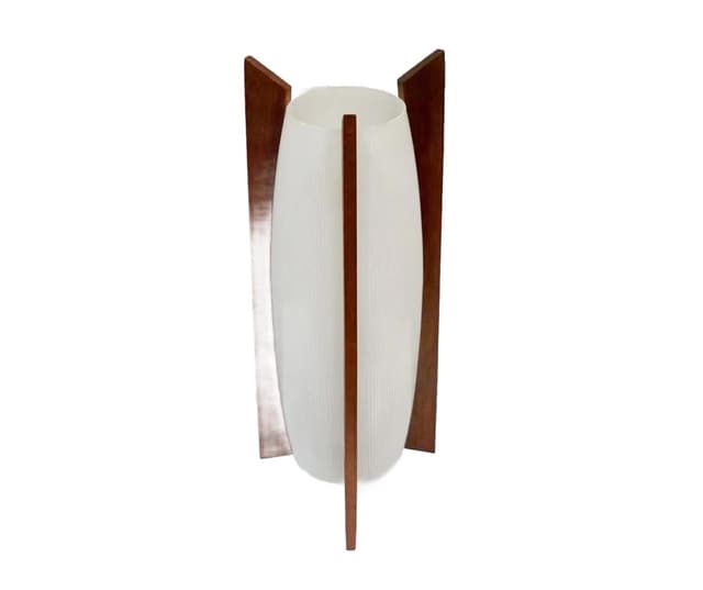 Table Lamp Rocket Lamp, teak, white glass, Denmark, 1950s. - DIMENSION