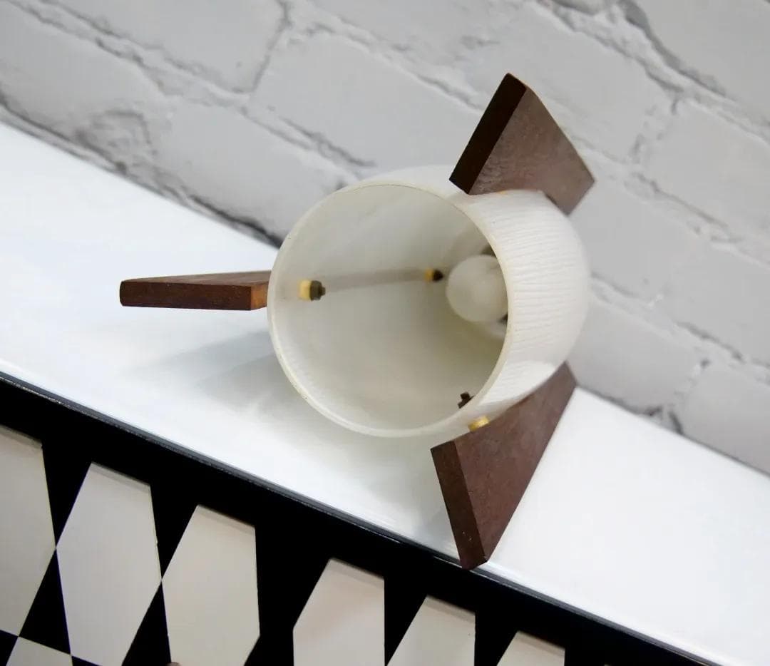 Table Lamp Rocket Lamp, teak, white glass, Denmark, 1950s. - 18979