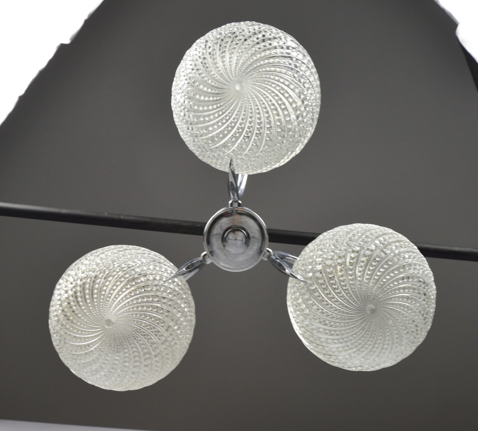 Chandelier, silver chrome, clear glass, 1970s. - 261626