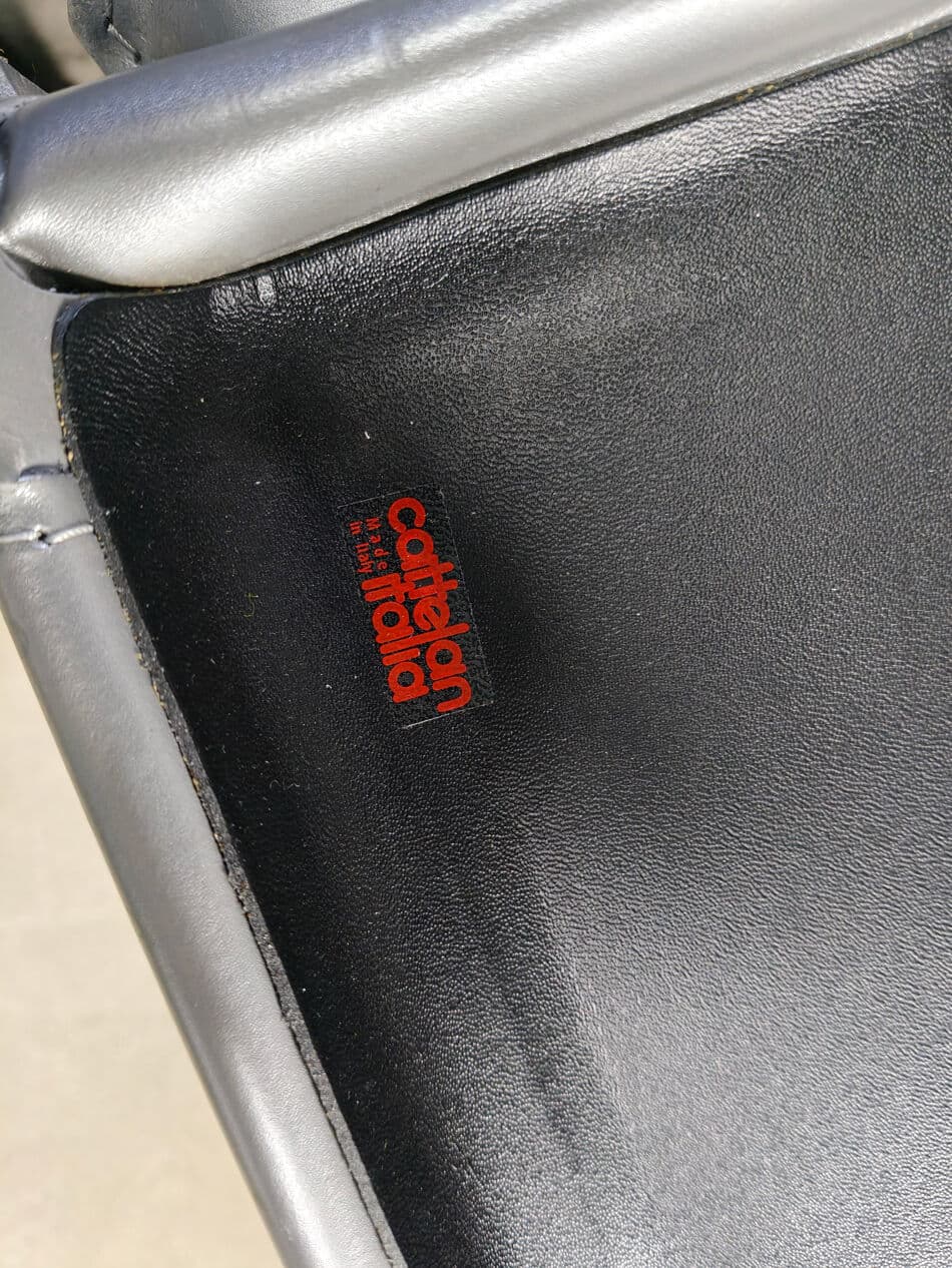 Set of 8 dining chairs, grey leather, Italy, 1980s - 275502