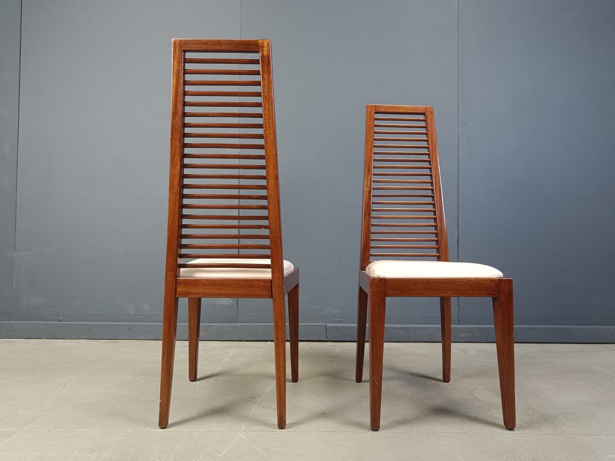 set of 8 dining chairs, brown wood, Italy, 1980s. - 275300