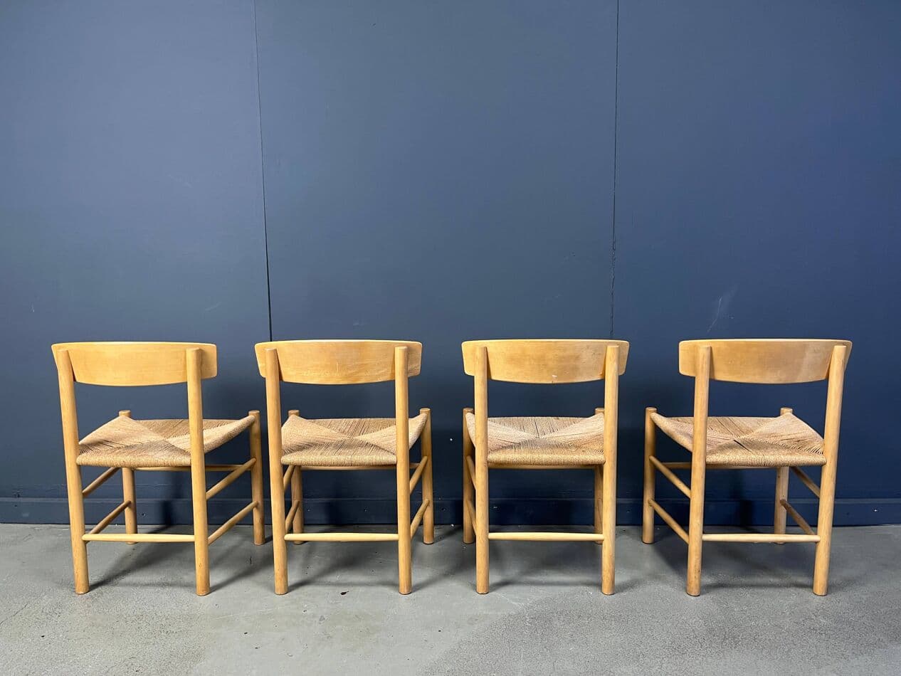 set of four chairs J39, beige oak, by B. Mogensen, Fredericia, Denmark, 1980s - 275196