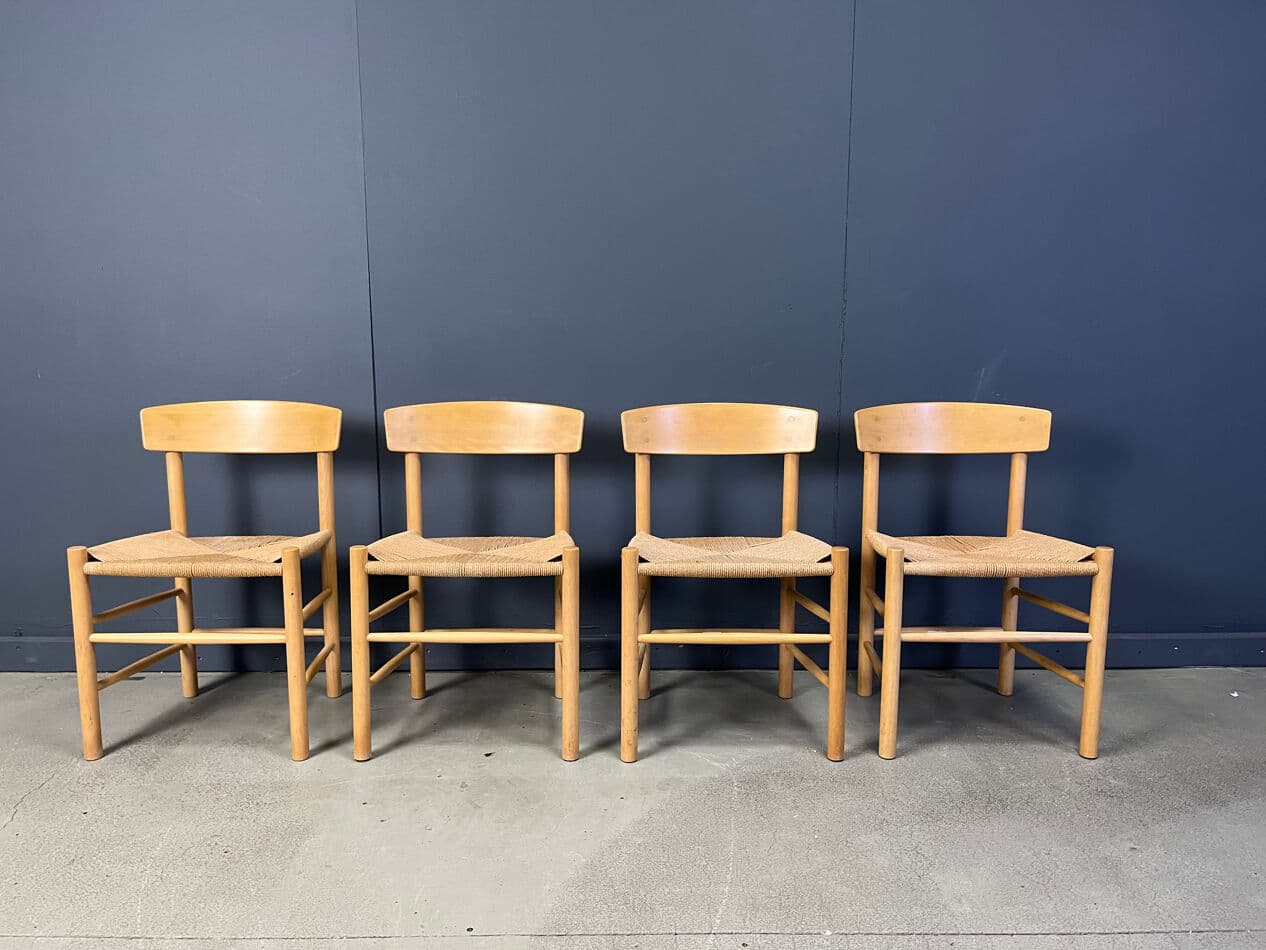 set of four chairs J39, beige oak, by B. Mogensen, Fredericia, Denmark, 1980s - 275189