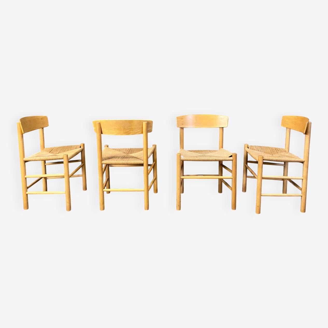 set of four chairs J39, beige oak, by B. Mogensen, Fredericia, Denmark, 1980s - 275191
