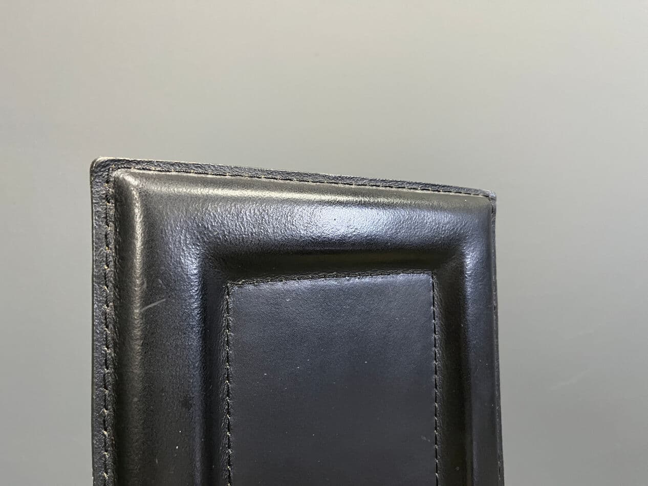 set of six dining chairs, black leather, Italy, 1980s - 275072