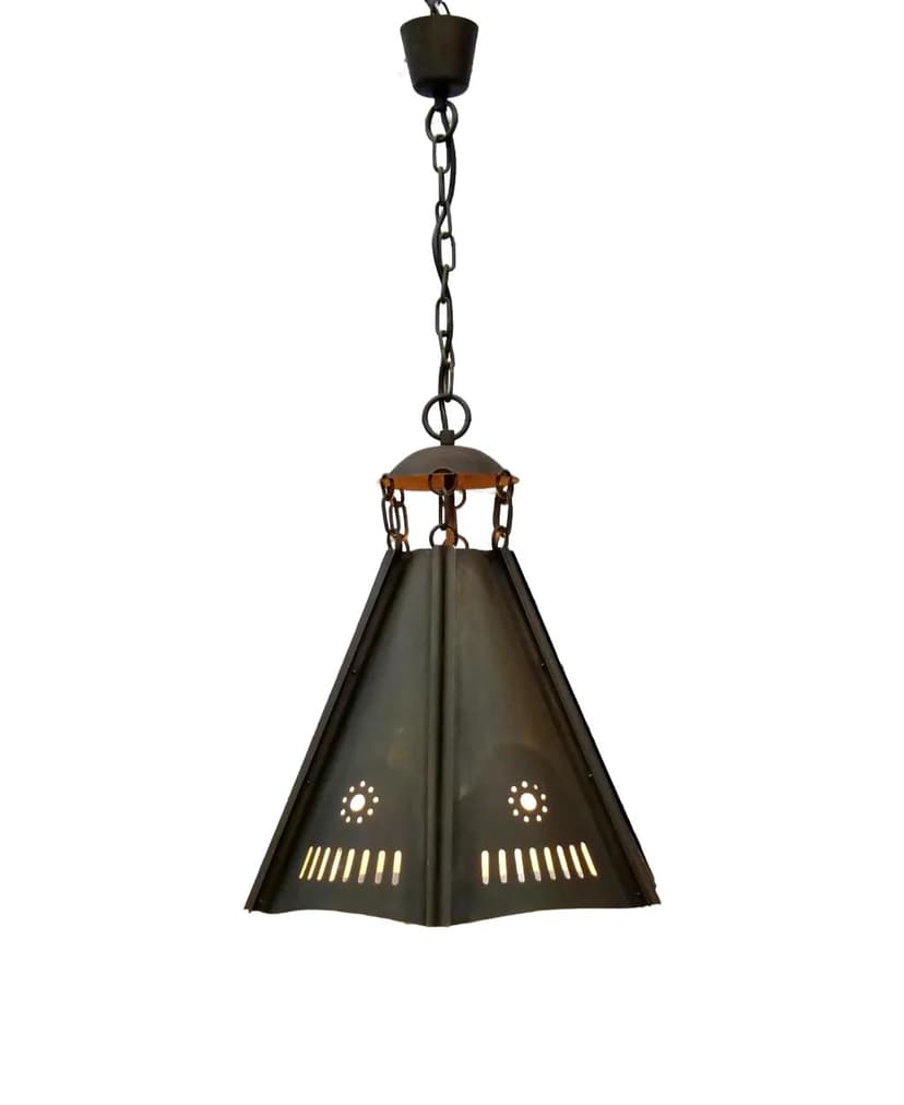 Lampa wisząca Arts & Crafts, brąz ciemny, mosiądz, Anglia, lata 30.