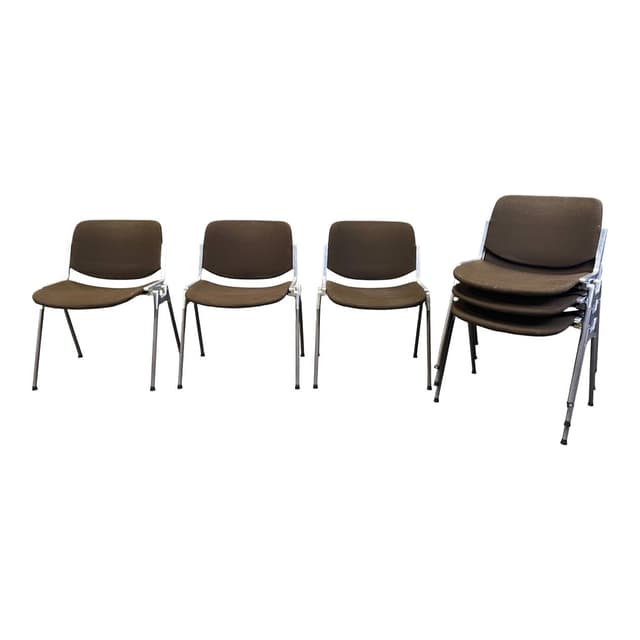 Set of 6 chairs DSC 106, brown fabric, chrome, by G. Piretti, Castelli, Italy, 1970s. - DIMENSION