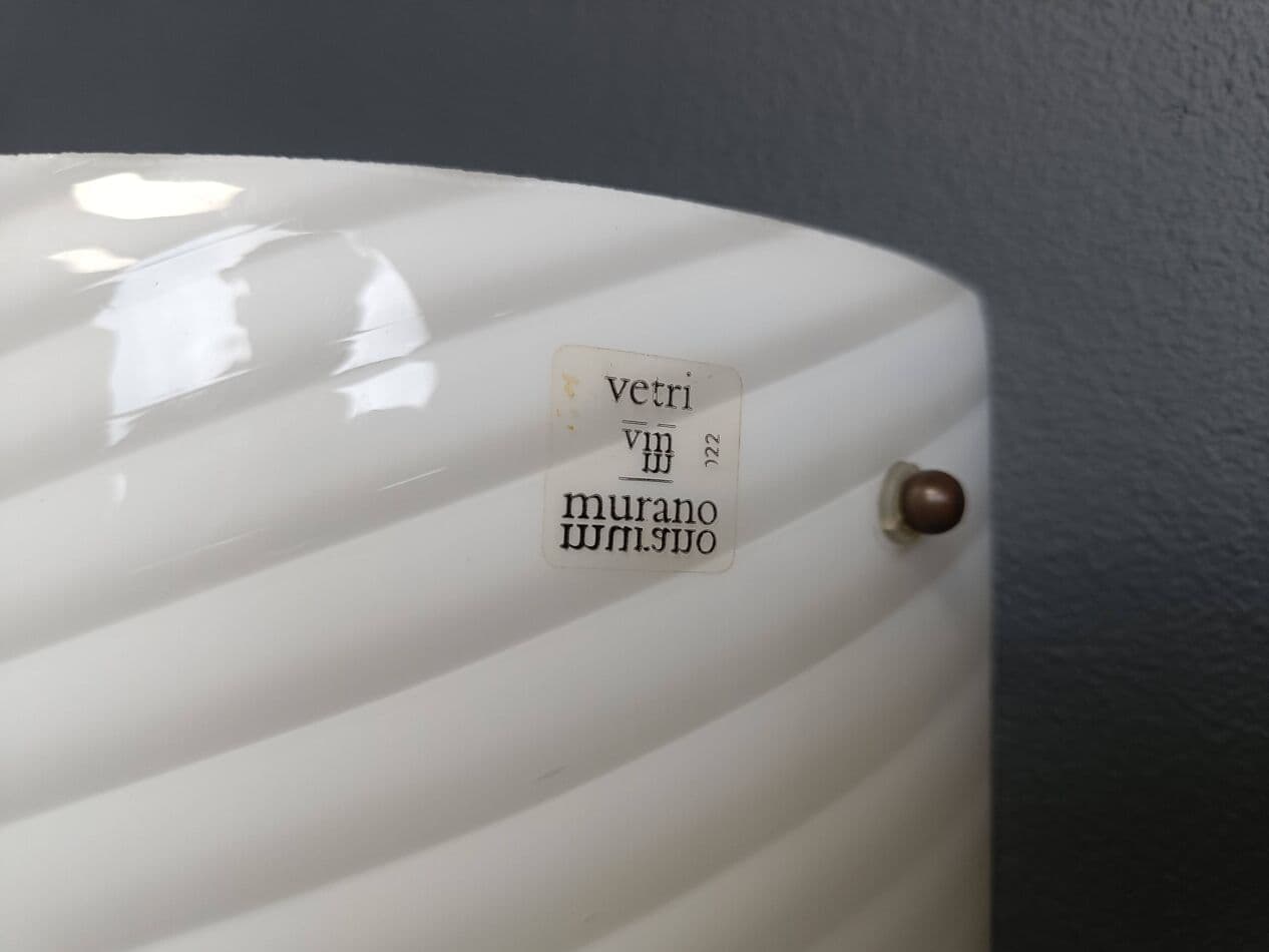 Kinkiet ścienny Murano, biały, szkło, Włochy, lata 70. - 274886