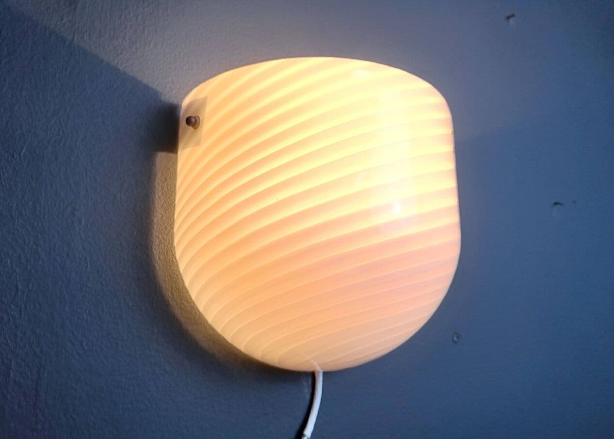 Kinkiet ścienny Murano, biały, szkło, Włochy, lata 70. - 274899