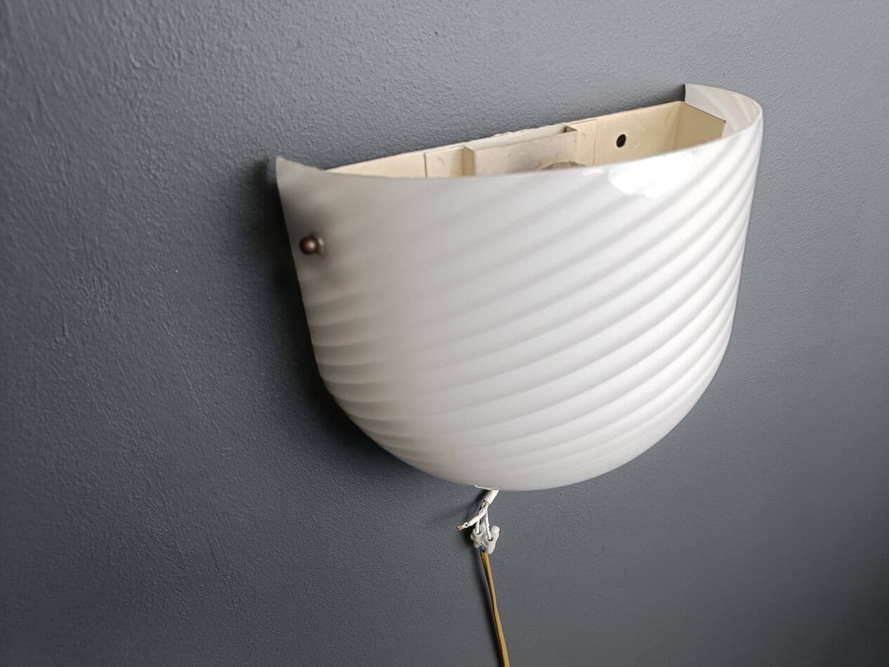 Kinkiet ścienny Murano, biały, szkło, Włochy, lata 70. - 274890