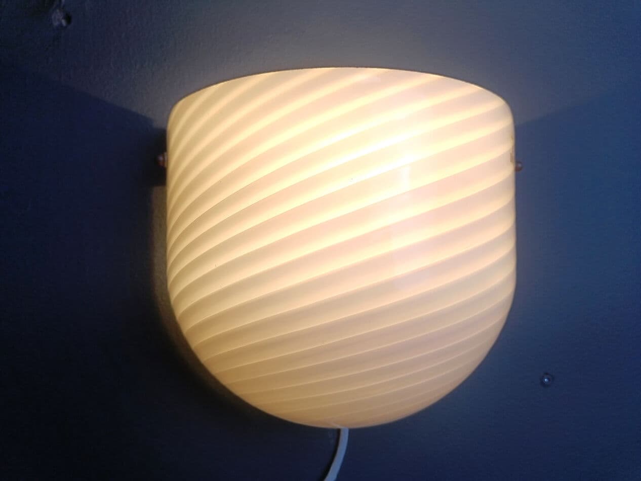 Kinkiet ścienny Murano, biały, szkło, Włochy, lata 70. - 274894