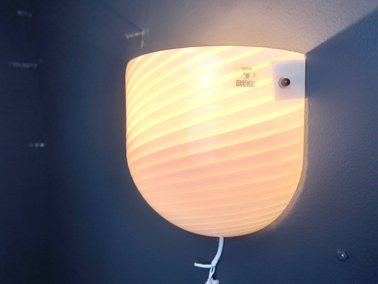 Kinkiet ścienny Murano, biały, szkło, Włochy, lata 70. - 274895