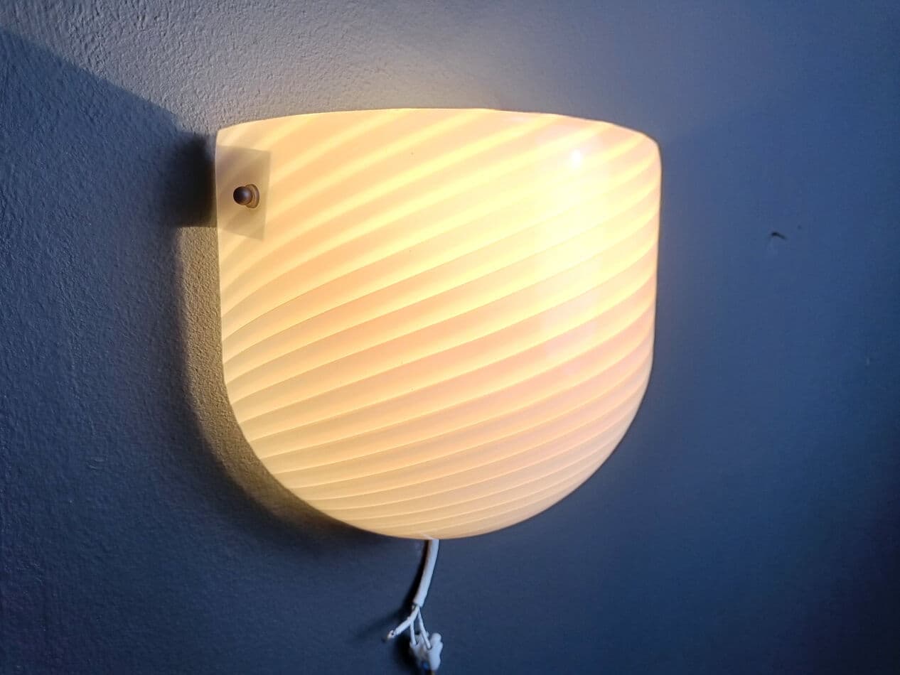 Kinkiet ścienny Murano, biały, szkło, Włochy, lata 70. - 274885