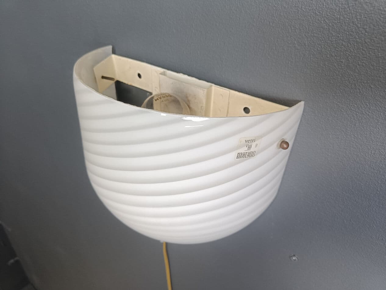 Kinkiet ścienny Murano, biały, szkło, Włochy, lata 70. - 274889