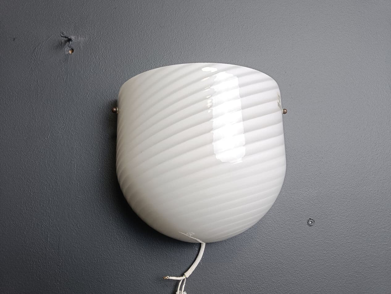 Kinkiet ścienny Murano, biały, szkło, Włochy, lata 70. - 274888