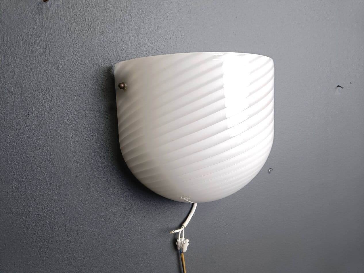 Kinkiet ścienny Murano, biały, szkło, Włochy, lata 70. - 274892