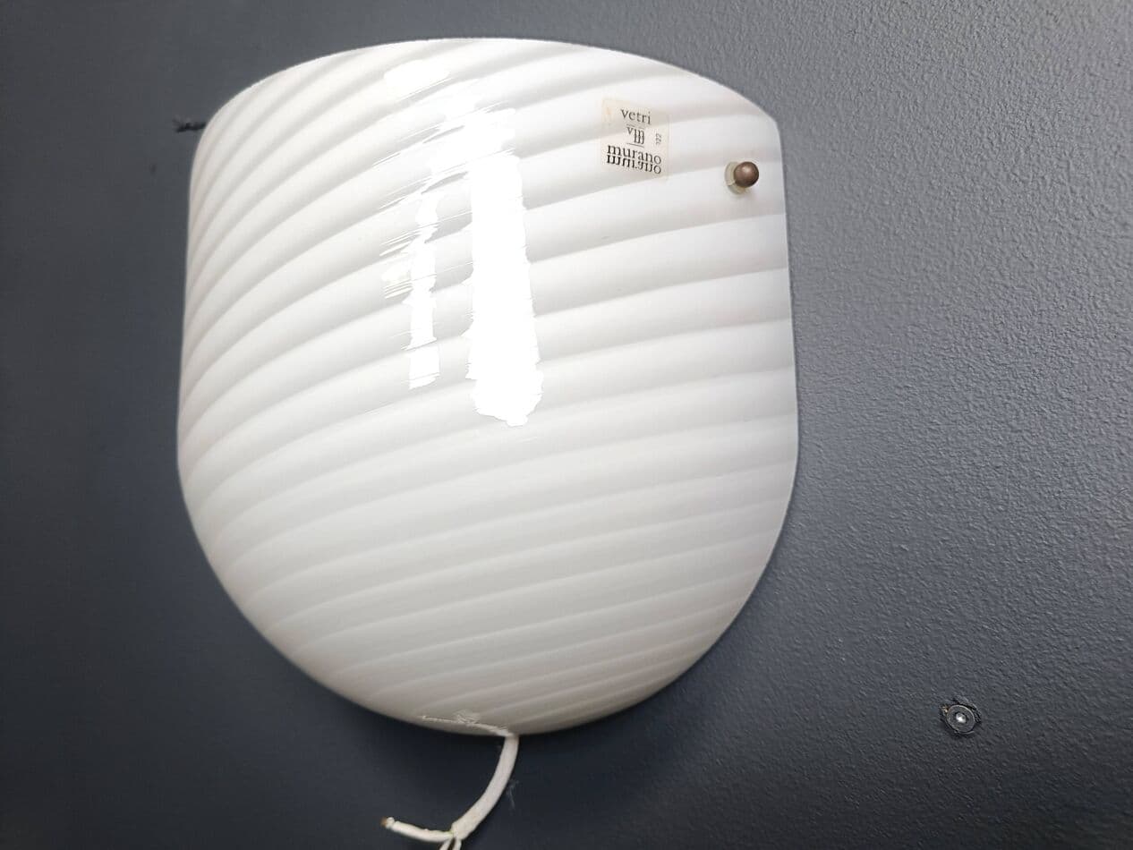 Kinkiet ścienny Murano, biały, szkło, Włochy, lata 70. - 274887