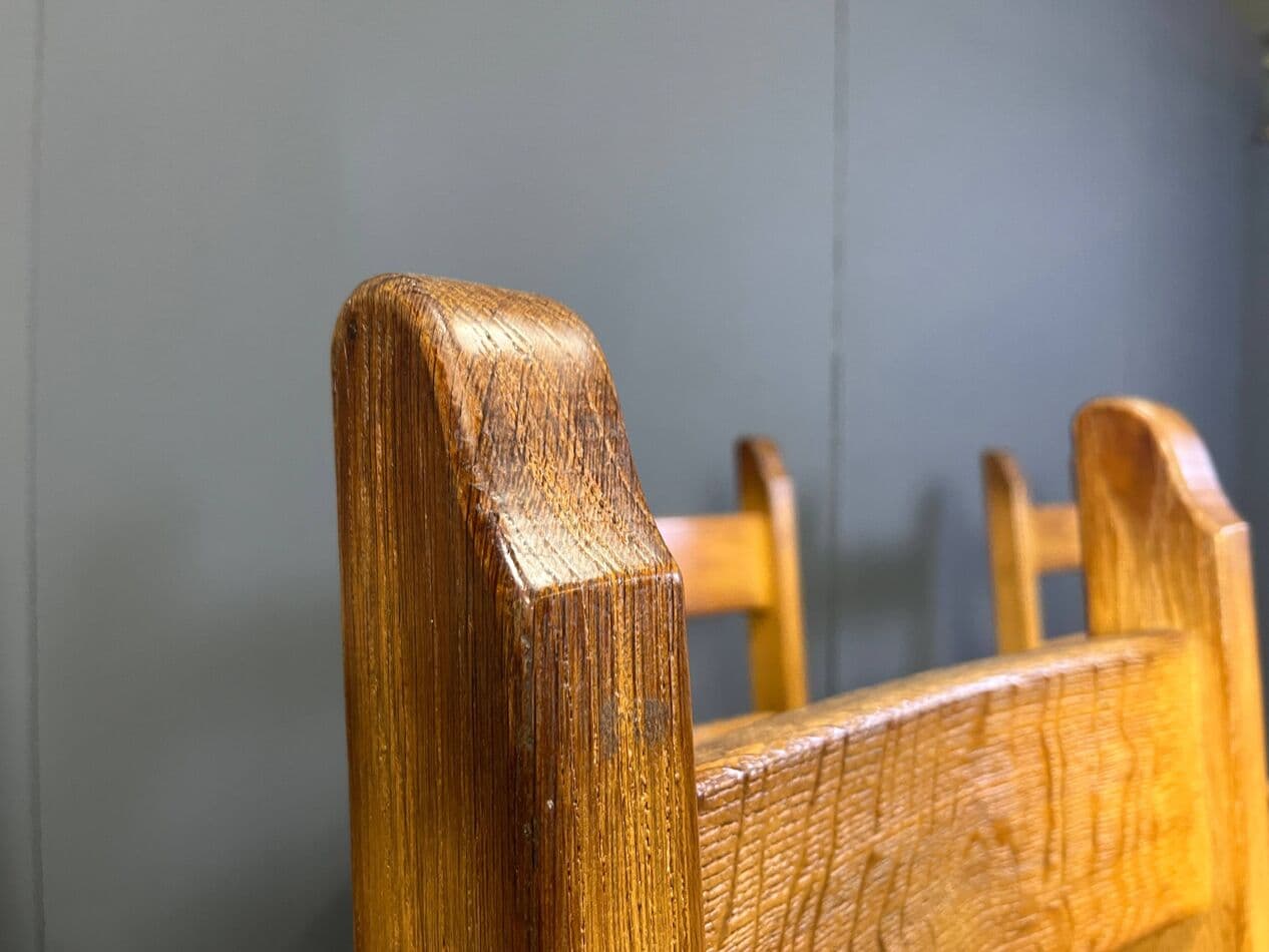 Set of brutalist dining chairs, brown oak, Belgium, 1960s. - 274854