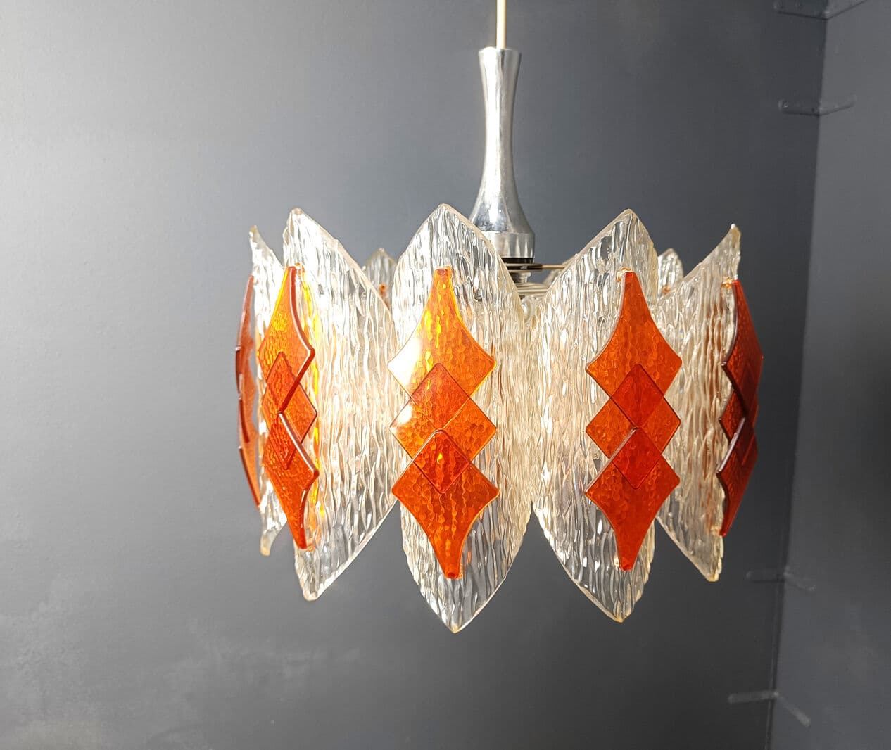 Lampa wisząca Space Age, pomarańczowy, akryl, Niemcy, lata 60. - 274641