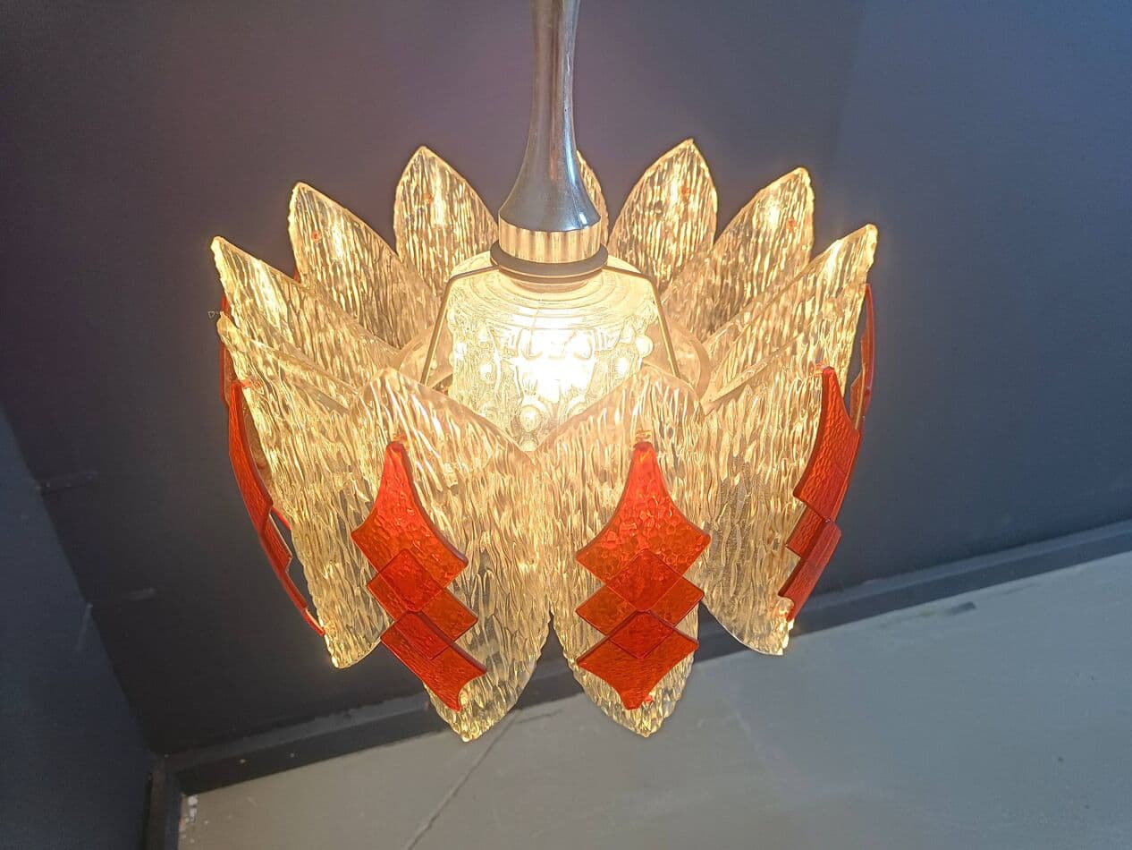 Lampa wisząca Space Age, pomarańczowy, akryl, Niemcy, lata 60. - 274652