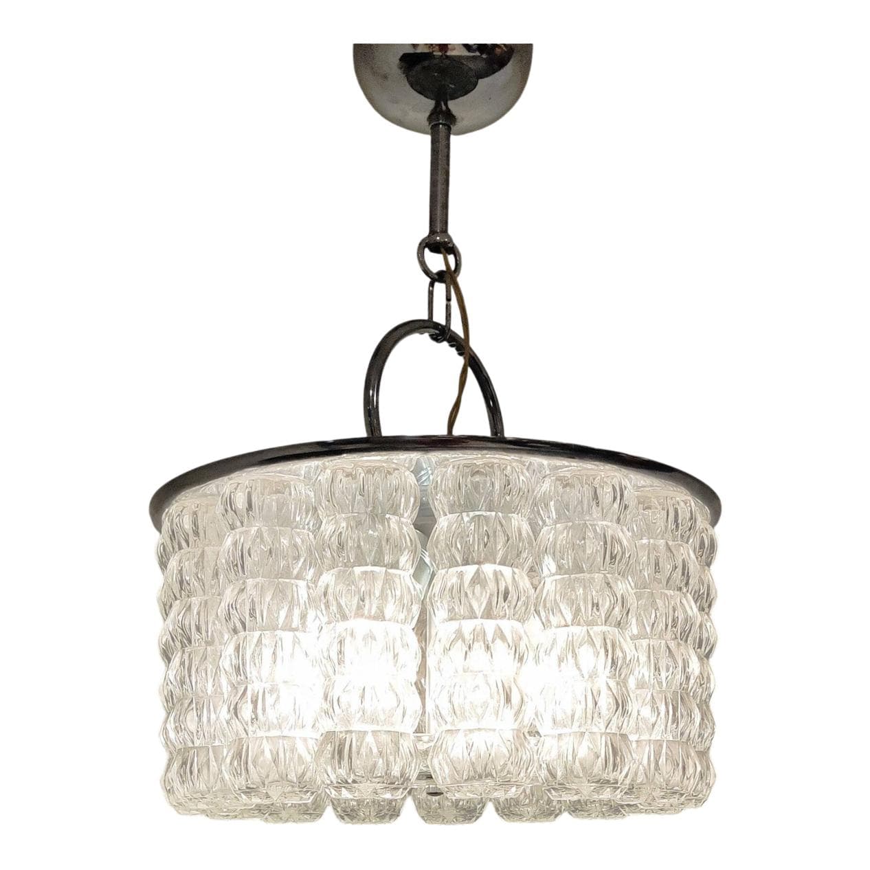 Żyrandol, transparentny, szkło, Belgia, lata 60.