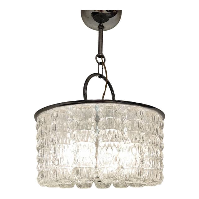 Żyrandol, transparentny, szkło, Belgia, lata 60. - WYMIARY