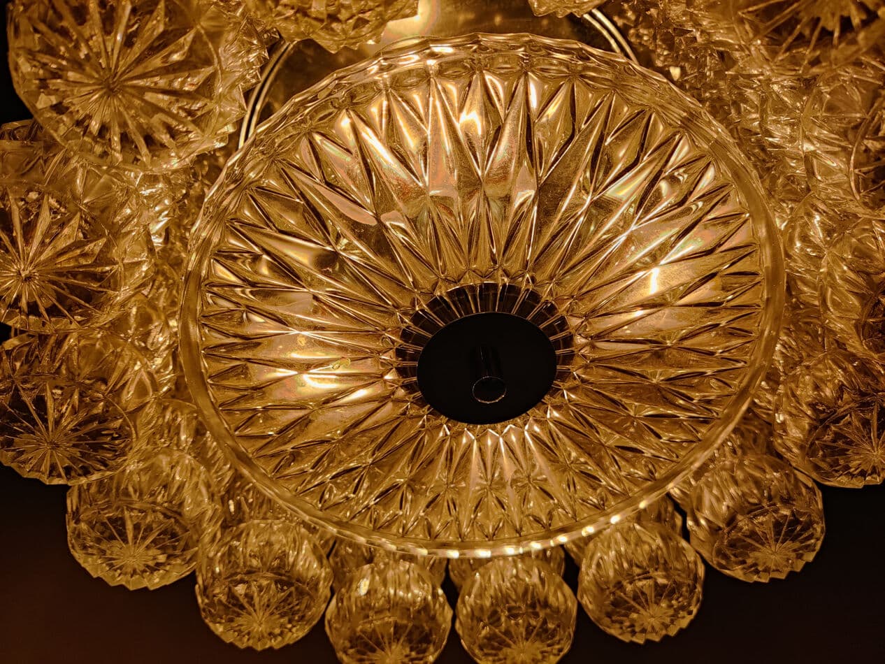 Żyrandol, transparentny, szkło, Belgia, lata 60. - 274630