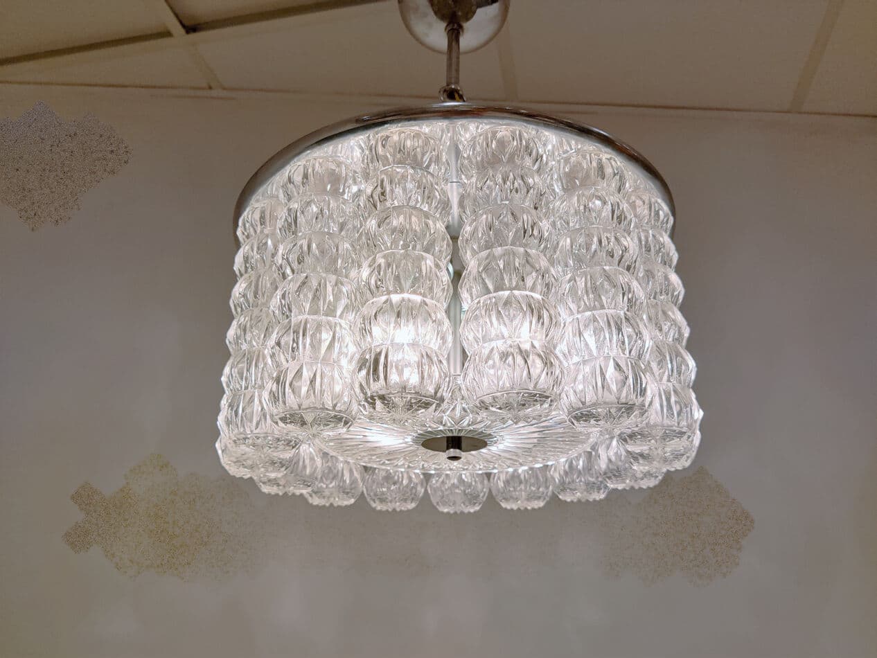 Żyrandol, transparentny, szkło, Belgia, lata 60. - 274632