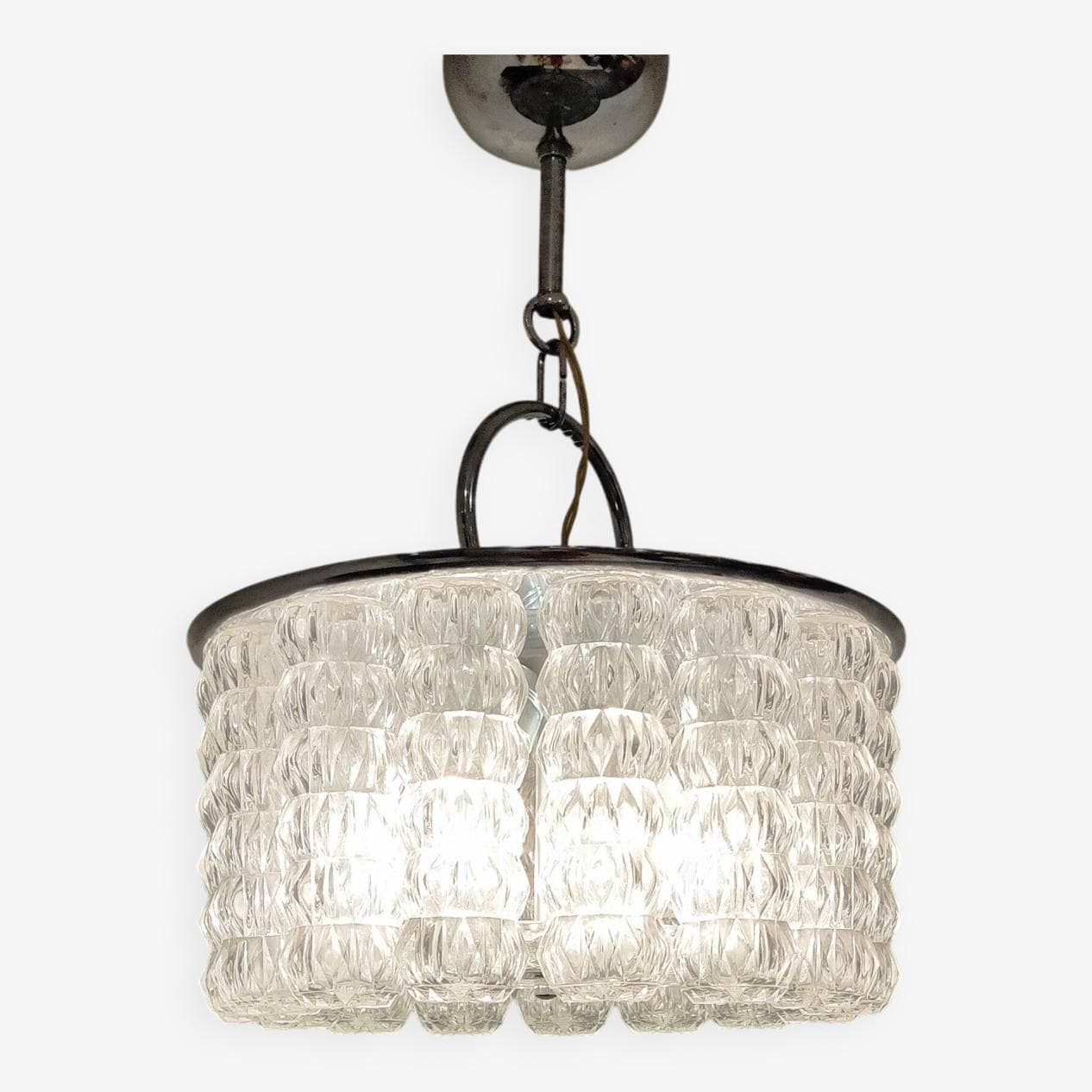 Żyrandol, transparentny, szkło, Belgia, lata 60. - 274638