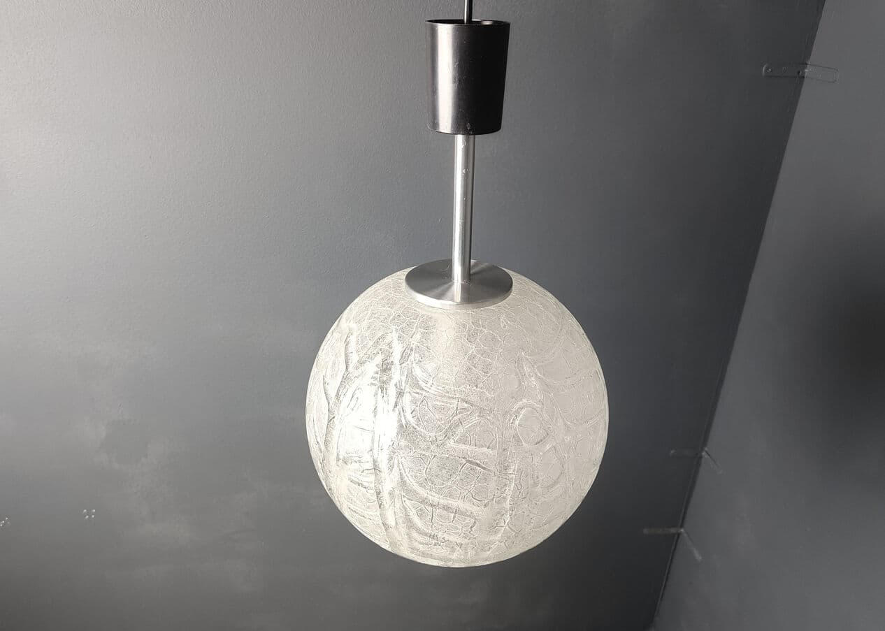 Lampa wisząca, szkło żółty, Doria Leuchten, Niemcy, lata 60. - 274621