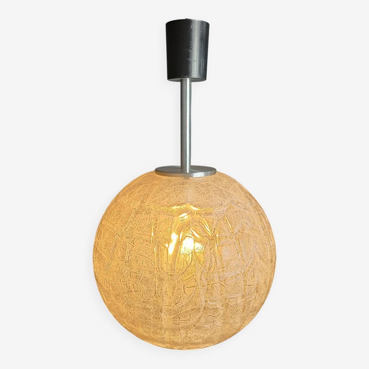 Lampa wisząca, szkło żółty, Doria Leuchten, Niemcy, lata 60. - 274628