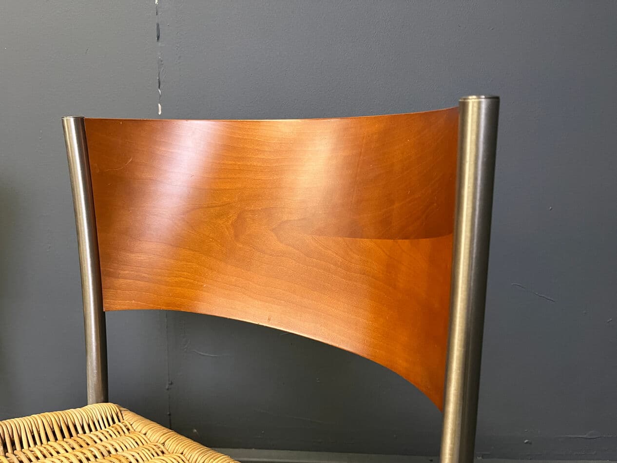 Set of dining chairs, brown, rattan and wicker, Italy, 1980s. - 274601