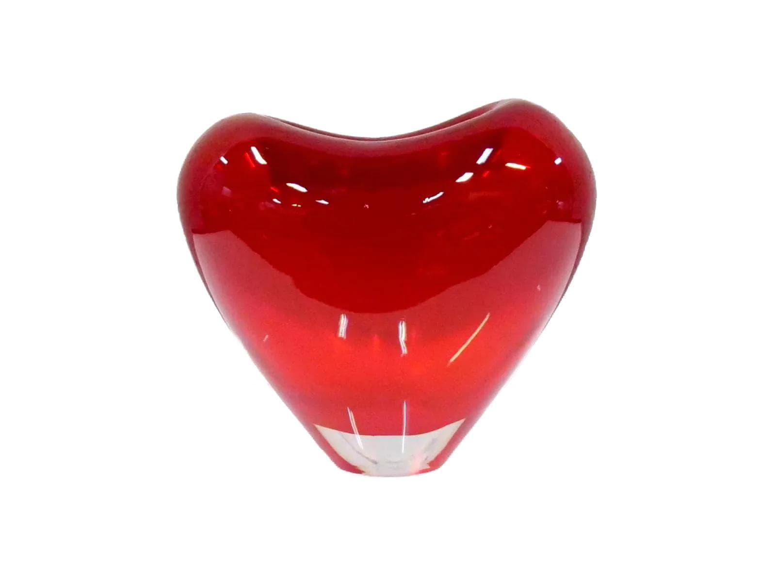 Czerwony wazon z kryształowego szkła, proj. P. Lütken dla Holmegaard, Dania, lata 50.