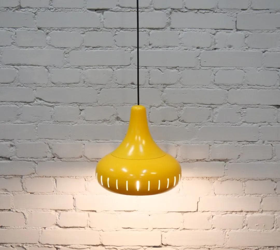 Lampa wisząca, żółty, aluminium lakierowane, Włochy, lata 60. - 19203