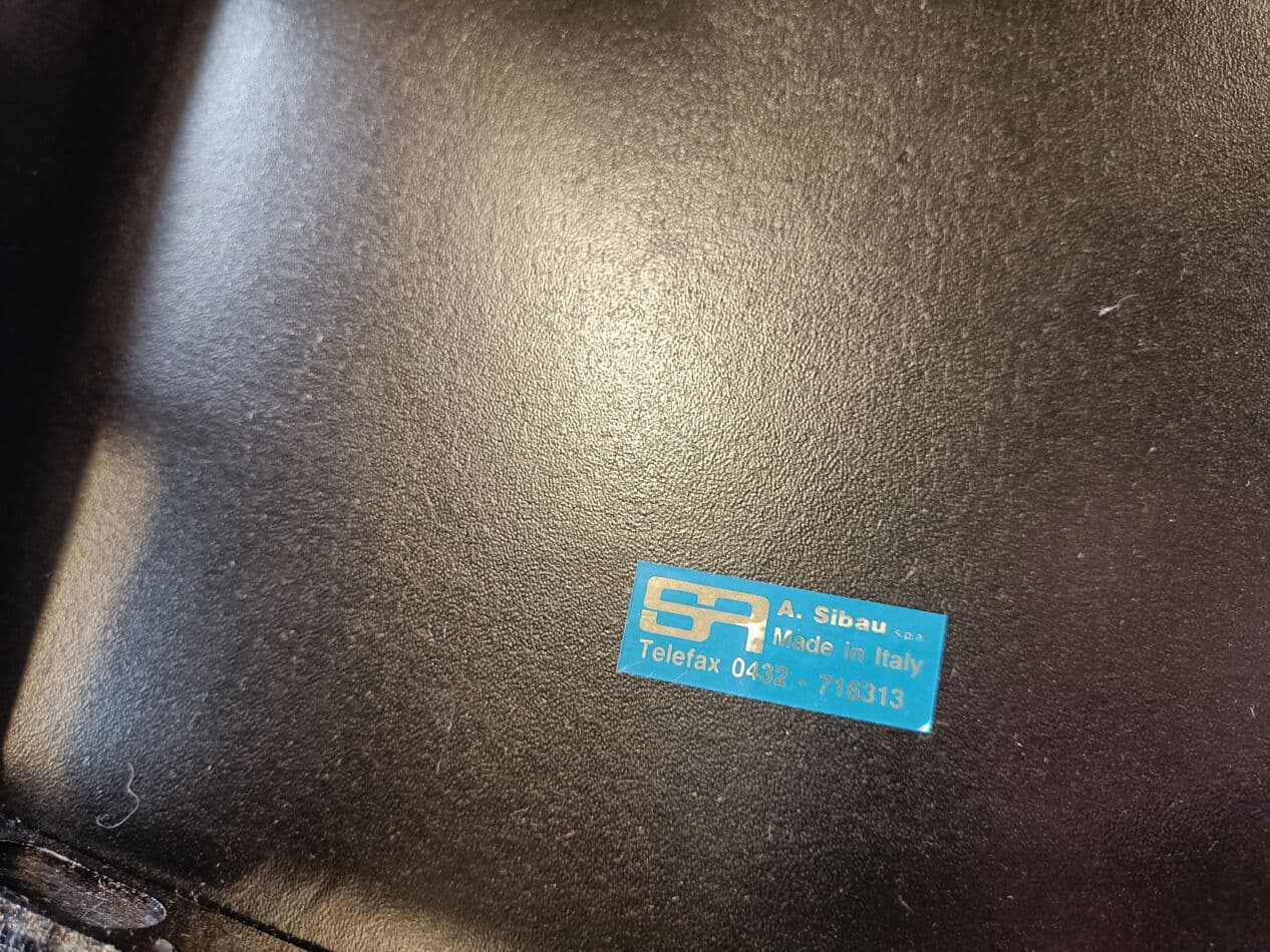 set of eight dining chairs, black, wood, leather, by A. Sibau, Italy, 1980s - 274372