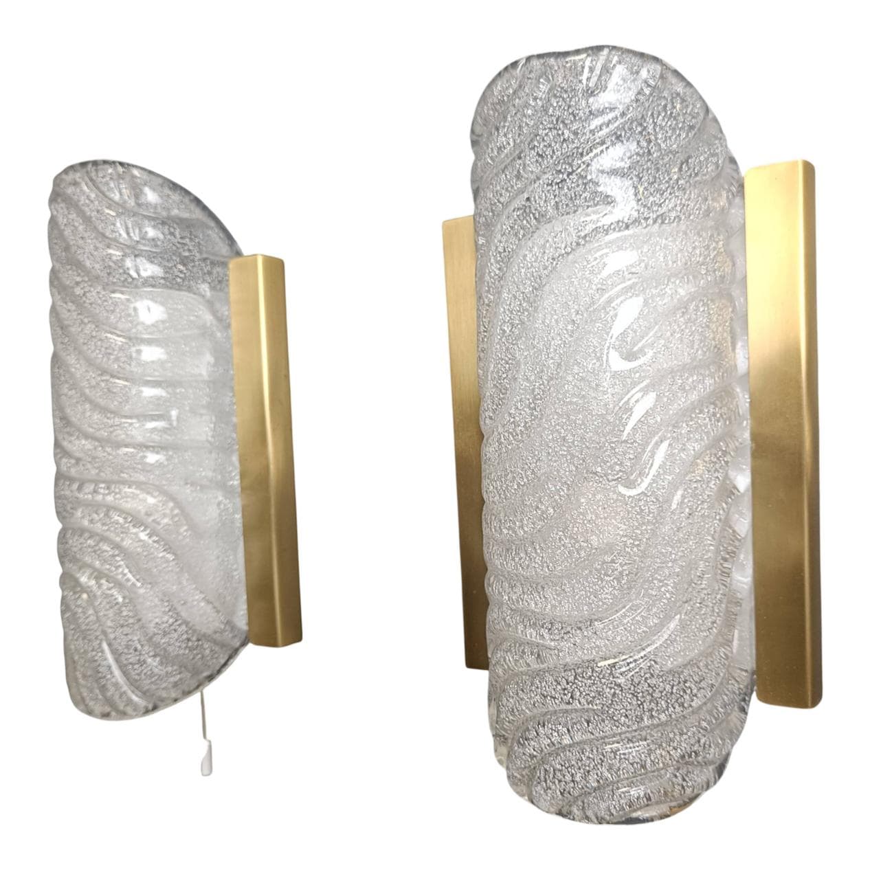 Para kinkietów, mosiądz, szkło transparentny, Niemcy, lata 60.