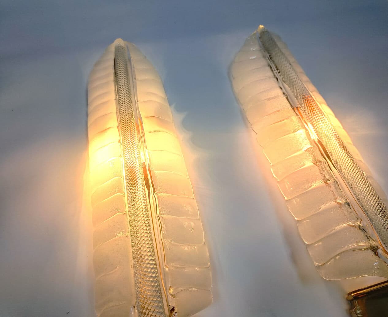 Para kinkietów ściennych, kryształ transparentny, Francja, lata 60. - 274314