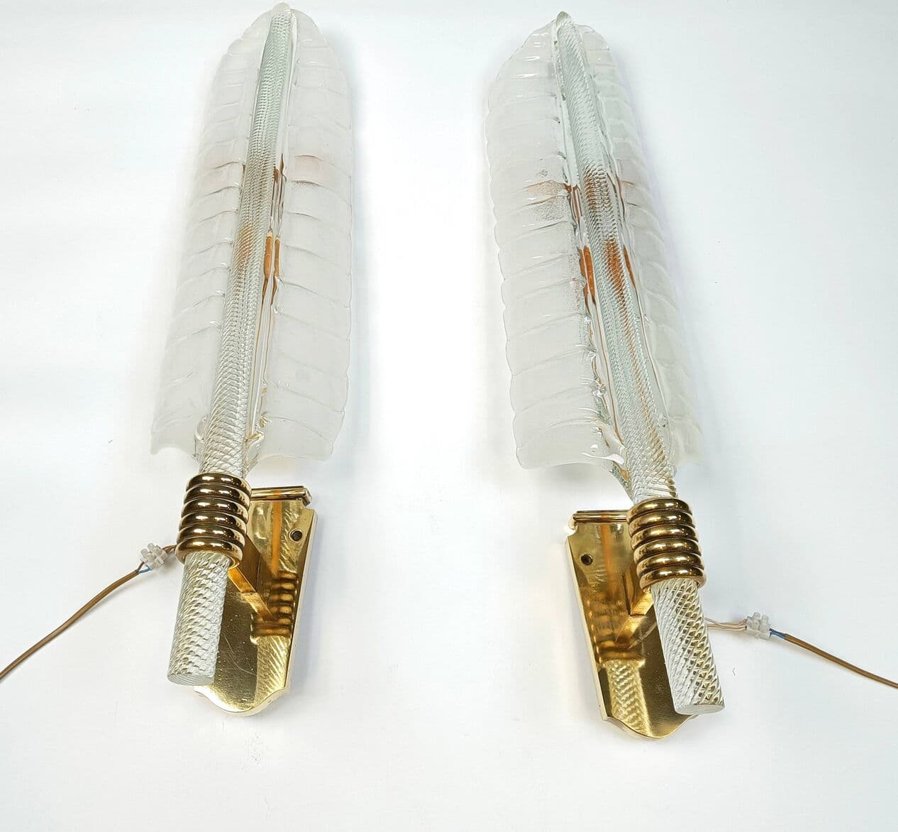 Para kinkietów ściennych, kryształ transparentny, Francja, lata 60. - 274302