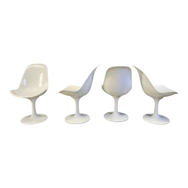 Zestaw czterech krzeseł tulipan, space age, włókno szklane białe, Niemcy, lata 60. - WYMIARY