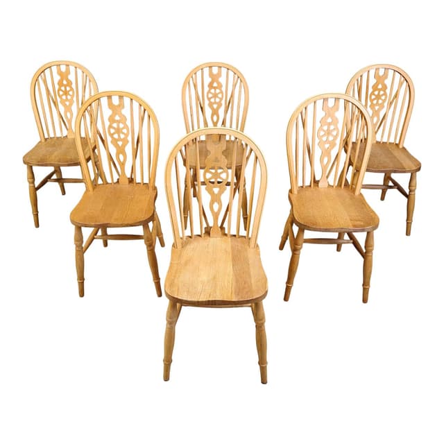 set of six dining chairs Ercol, beige, wood, United Kingdom, 1960s - DIMENSION