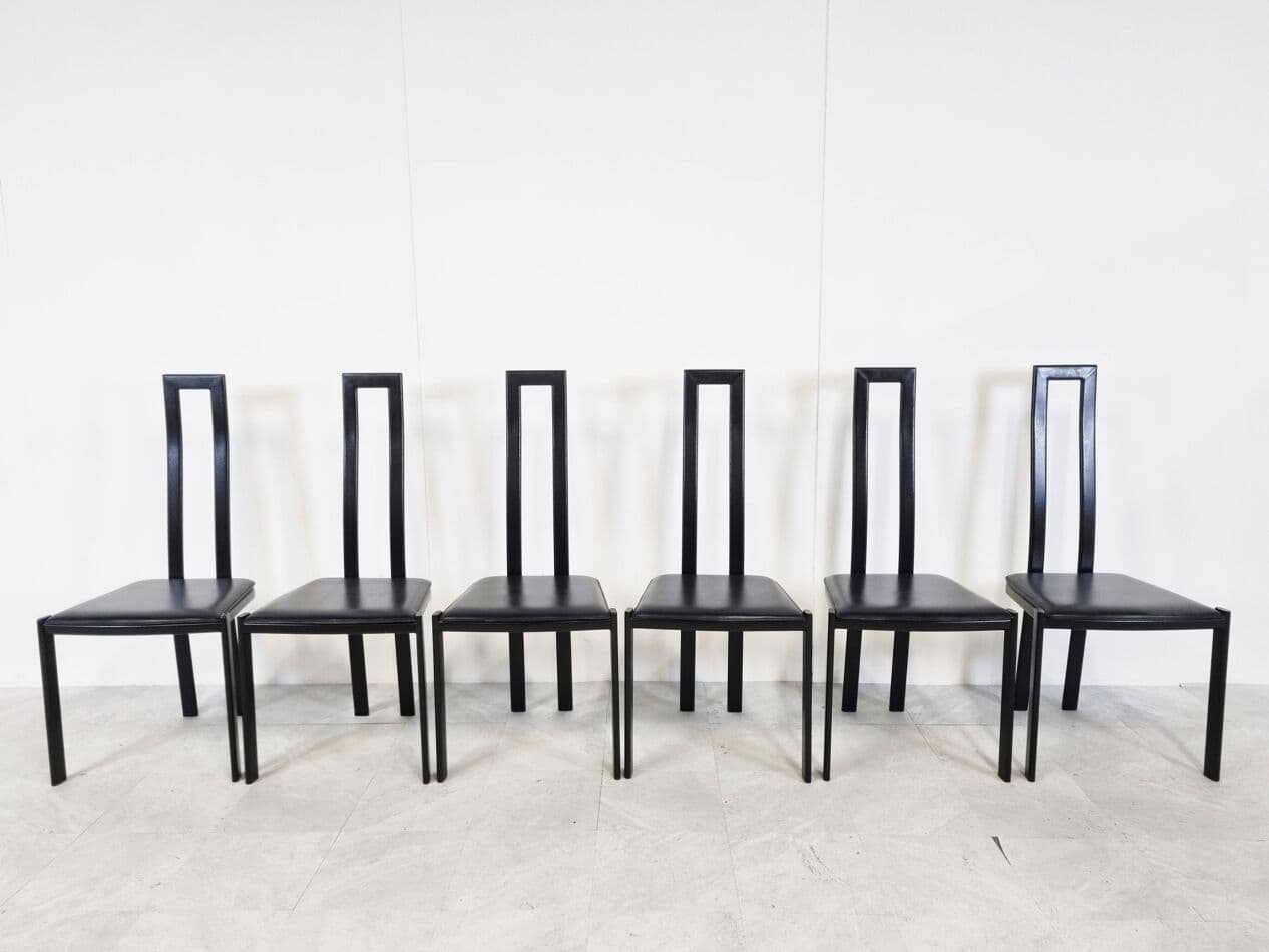 Set of postmodern dining chairs, black metal, Italy, 1980s. - 273566