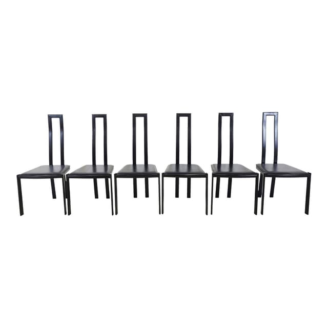 Set of postmodern dining chairs, black metal, Italy, 1980s. - DIMENSION