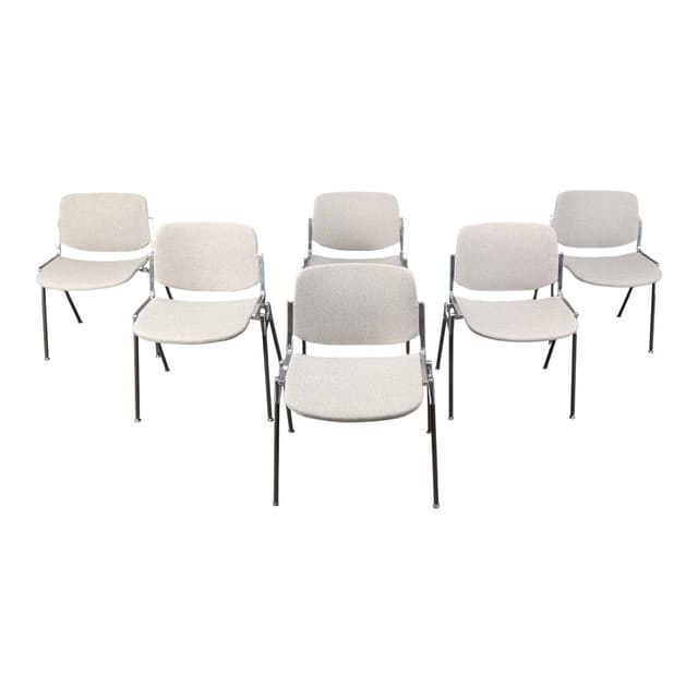zestaw sześciu krzeseł Dsc 106, szara tkanina, proj. G. Piretti, Castelli, Włochy, lata 70. - WYMIARY