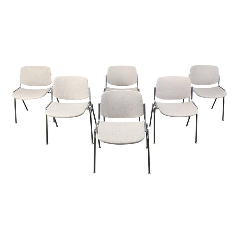 zestaw sześciu krzeseł Dsc 106, szara tkanina, proj. G. Piretti, Castelli, Włochy, lata 70.