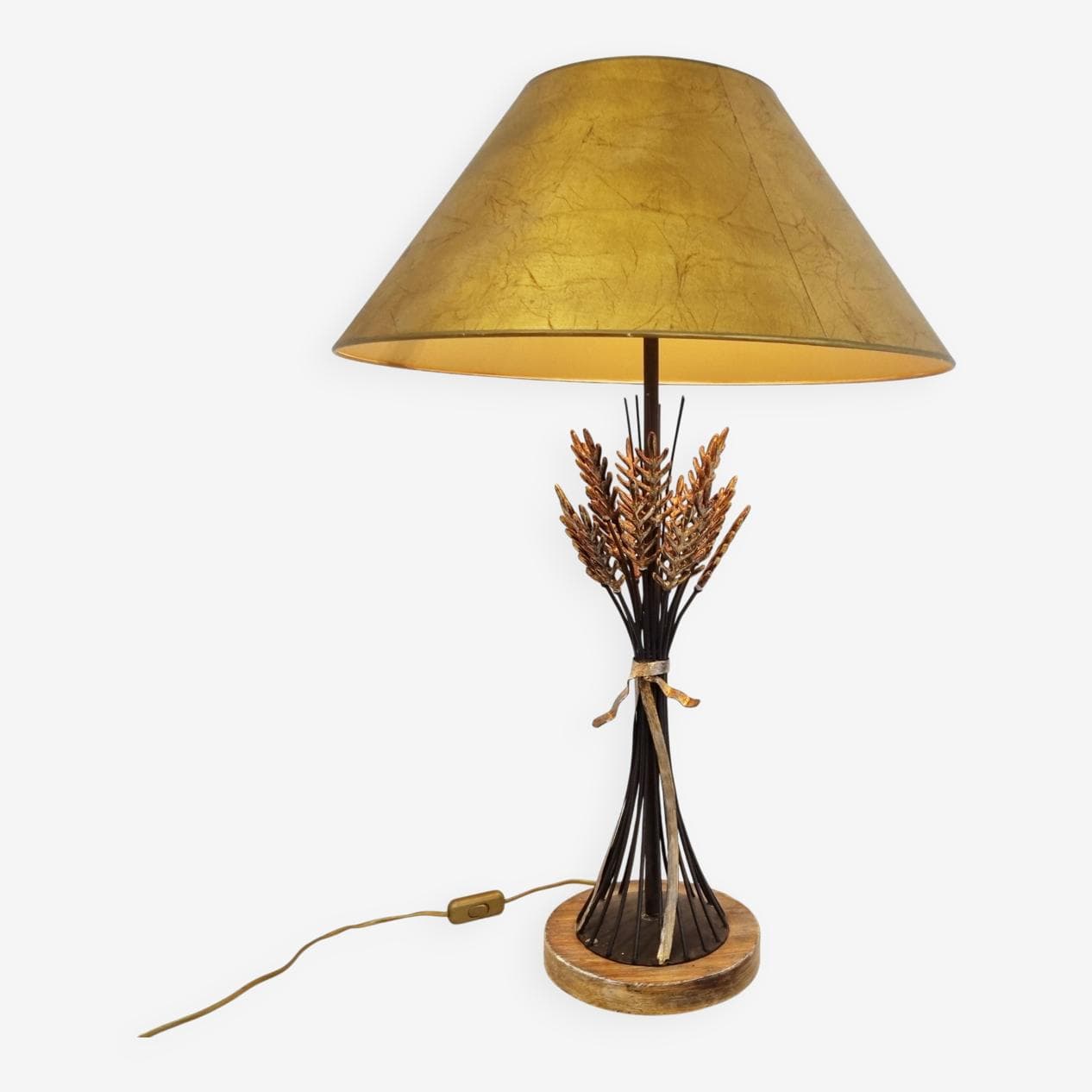 Lampa stołowa Sheaf of Wheat, złoty, metal, Włochy, lata 60. - 273541