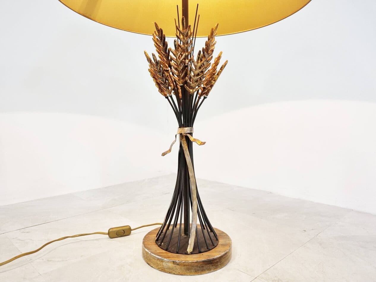 Lampa stołowa Sheaf of Wheat, złoty, metal, Włochy, lata 60. - 273543