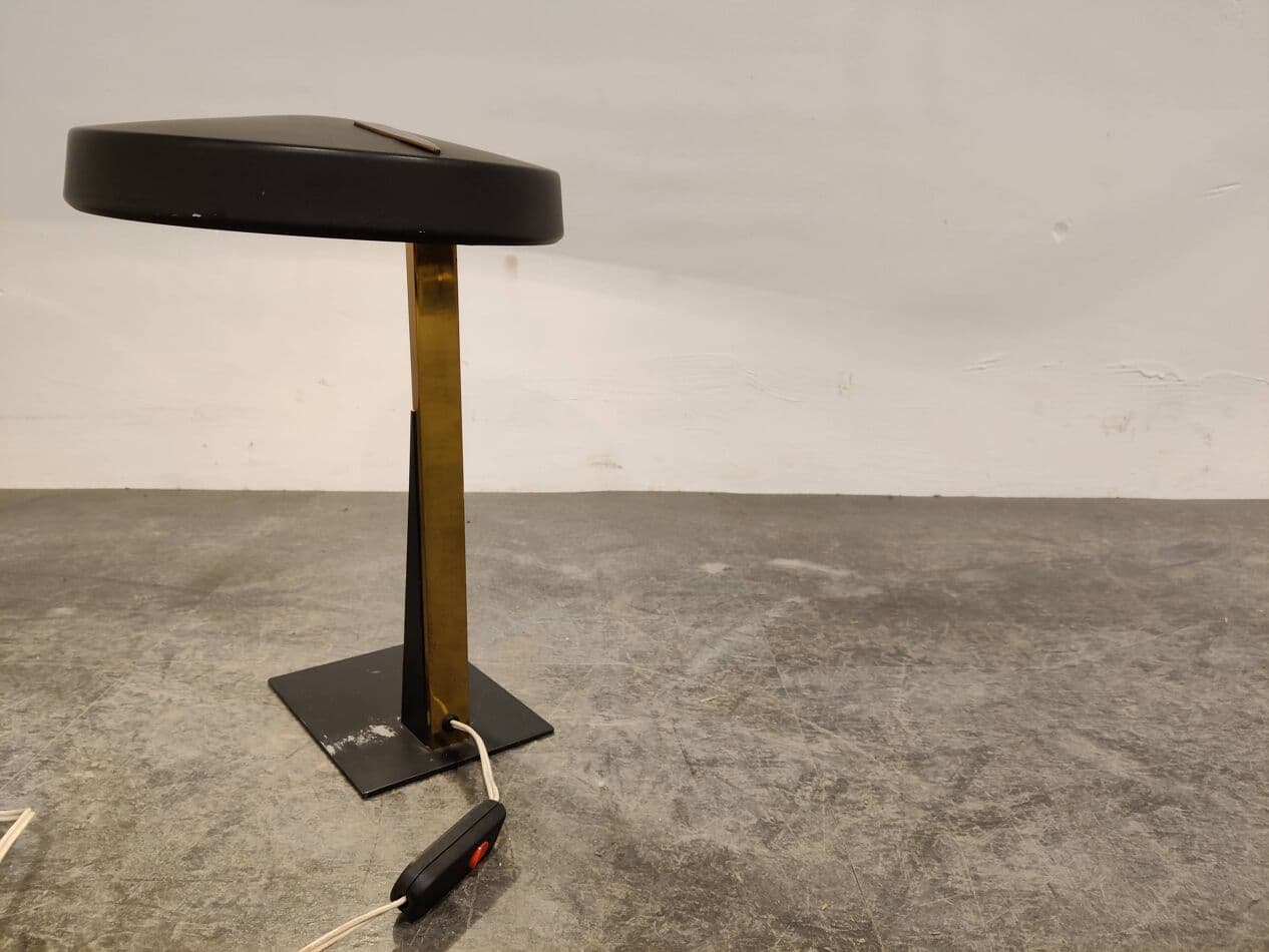 Lampa stołowa, mosiądz czarny, Philips, Holandia, lata 50. - 273532