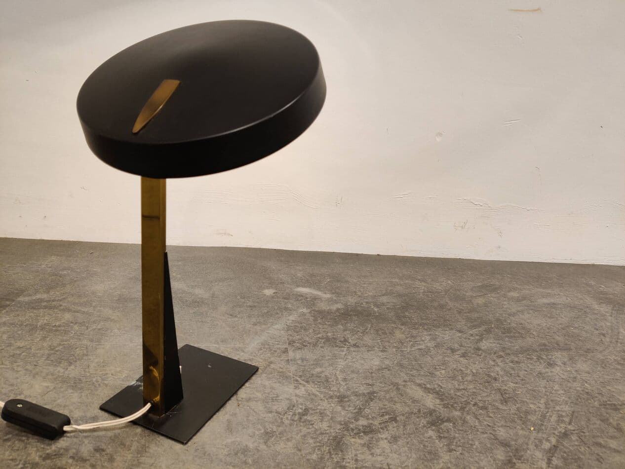 Lampa stołowa, mosiądz czarny, Philips, Holandia, lata 50. - 273537