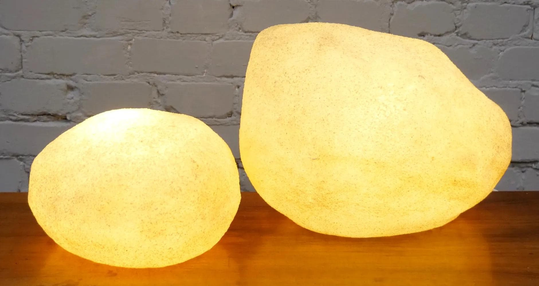 Komplet lamp podłogowych Moonstone, żółty, włókno szklane, Leola, Niemcy, lata 70. - 19164